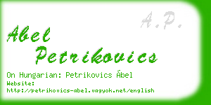 abel petrikovics business card